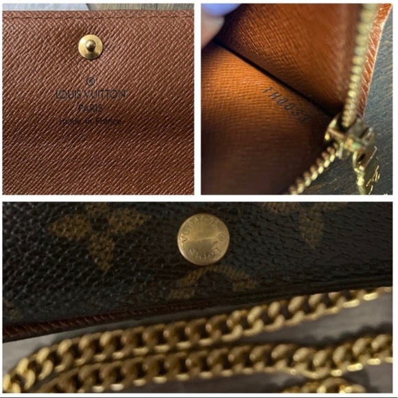⚜️Louis Vuitton Monogram Pochette Wallet Crossbody Chain + Vachetta Strap WOC - Picture 12 of 15